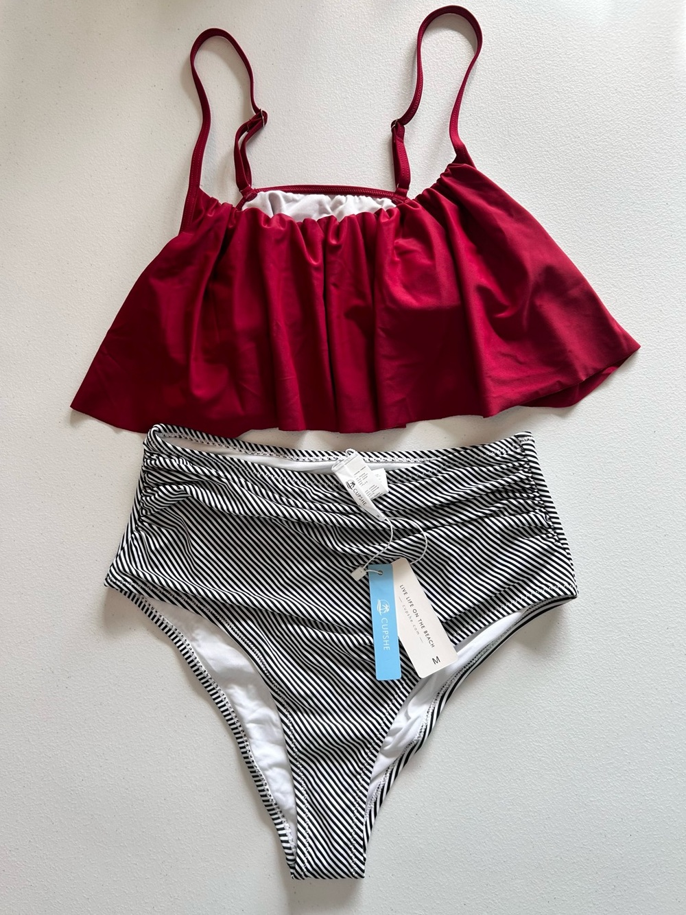NWT Cupshe Seaside Gale Falbala High Waisted Bikini Set - Medium